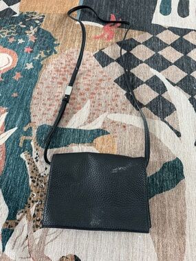 Auxiliary Black Pebbled Leather Crossbody Bag